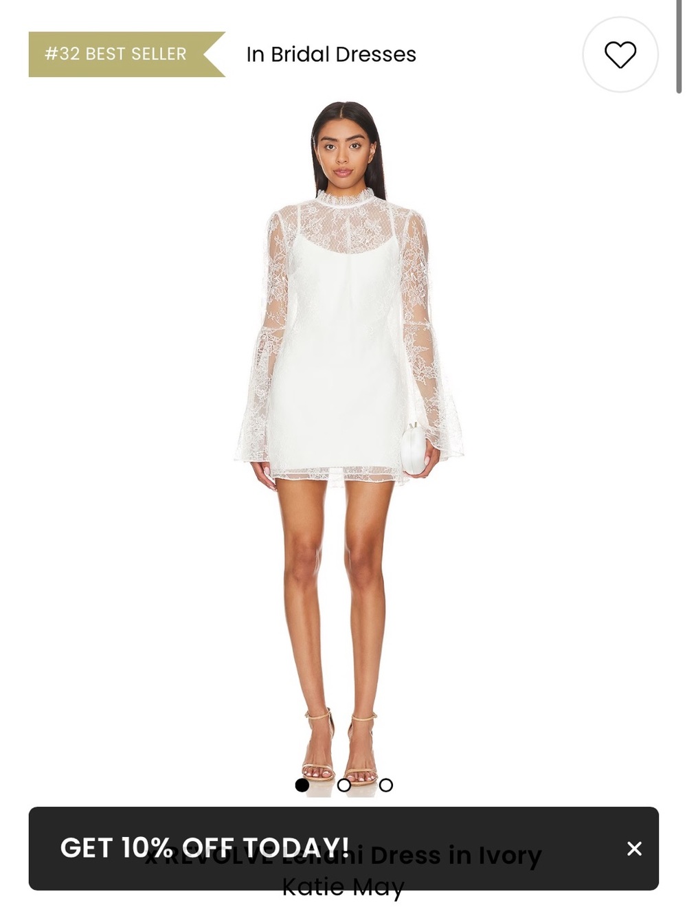 REVOLVE Ivory Lace Mini Dress with Sheer Bell Sleeves